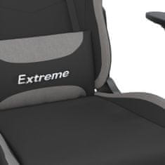 Greatstore Gaming stol z oporo za noge črno in svetlo siva blago