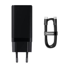 BASEUS GaN3 Pro omrežni polnilnik, 2xUSB-C + USB, 65W (črn)