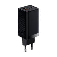 BASEUS GaN3 Pro omrežni polnilnik, 2xUSB-C + USB, 65W (črn)