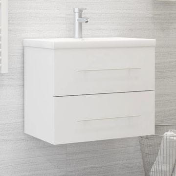 Vidaxl vidaXL Omarica z vgradnim umivalnikom, bela, material na osnovi lesa