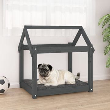 Vidaxl vidaXL Pasja postelja, siva, 71x55x70 cm, masiven borov les