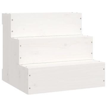 Vidaxl Stopnice za hišne ljubljenčke bele 40x37,5x35 cm trdna borovina