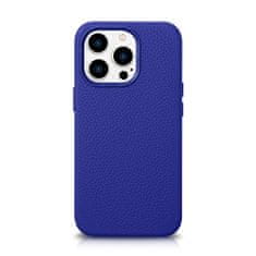 iCARER Usnjen etui za iPhone 14 Pro Max z magnetom MagSafe Litchi Premium Leather Case v barvi temno modri