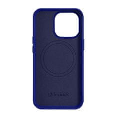 iCARER Usnjen etui za iPhone 14 Pro Max z magnetom MagSafe Litchi Premium Leather Case v barvi temno modri
