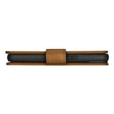 iCARER 2v1 usnjen etui z zaponko iPhone 14 Pro Anti-RFID Oil Wax Wallet Case svetlo rjava