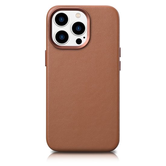 iCARER case leather case cover za iphone 14 pro max brown (wmi14220708-bn) (združljiv z magsafe)