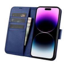 shumee 2v1 usnjena preklopna torbica za iPhone 14 Pro Max Anti-RFID Wallet Case modra