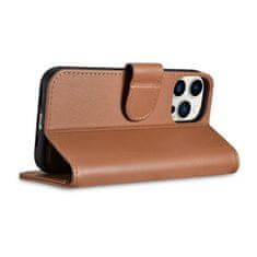 iCARER 2v1 usnjen etui z zaponko iPhone 14 Pro Max Anti-RFID Wallet Case rjava