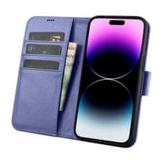 shumee 2v1 usnjena preklopna torbica za iPhone 14 Pro Anti-RFID denarnica svetlo vijolična