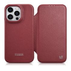 iCARER Usnjen etui za iPhone 14 Pro Max z magnetnim zapiranjem MagSafe CE Premium Leather bordo