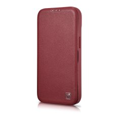 iCARER Usnjen etui za iPhone 14 Pro Max z magnetnim zapiranjem MagSafe CE Premium Leather bordo