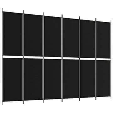 Vidaxl Paravan 6-delni črn 300x220 cm blago