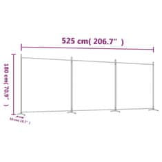 vidaXL 3-delna sobna pregrada, bela, 525 x 180 cm, blago