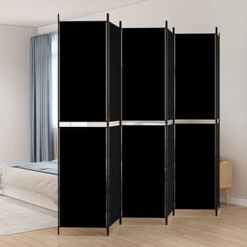 Vidaxl vidaXL 6-delna sobna pregrada, črna, 300 x 220 cm, blago