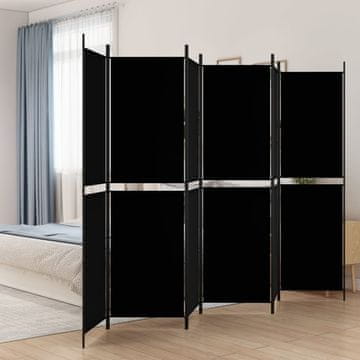Vidaxl vidaXL 6-delna sobna pregrada, črna, 300 x 200 cm, blago