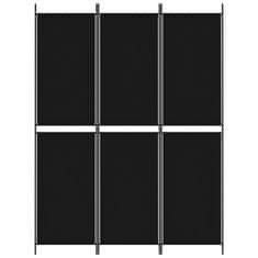 Vidaxl Paravan 3-delni 150x200 cm črna blago