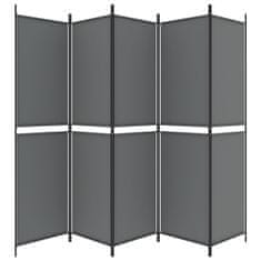 Vidaxl Paravan 5-delni antracit 250x200 cm blago