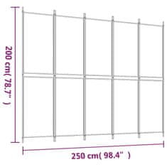 Vidaxl Paravan 5-delni antracit 250x200 cm blago
