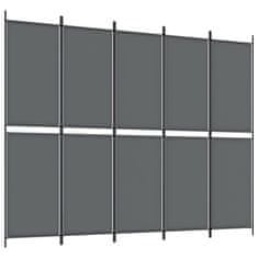Vidaxl Paravan 5-delni antracit 250x200 cm blago