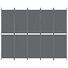 Vidaxl Paravan 5-delni antracit 250x200 cm blago