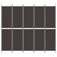 Vidaxl Paravan 5-delni rjav 250x220 cm blago