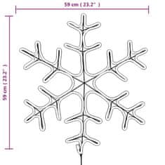 Vidaxl Božična figura snežinka 144 toplo belih LED lučk 59x59 cm