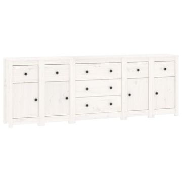 Vidaxl Komoda bela 230x35x80 cm trdna borovina