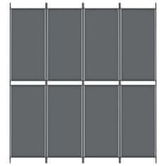 Vidaxl Paravan 4-delni antracitna 200x220 cm blago