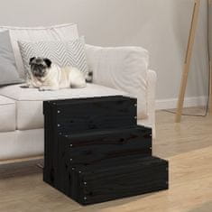 Vidaxl Stopnice za hišne ljubljenčke črne 40x37,5x35 cm trdna borovina