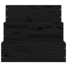 Greatstore Stopnice za hišne ljubljenčke črne 40x37,5x35 cm trdna borovina