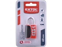 Extol Premium Kombinirana ključavnica TSA s tremi številkami po kodi, 61x32x tl.14mm