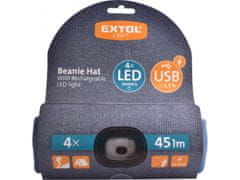 Extol Light kapa z naglavno svetilko 4x45lm, USB polnjenje, modra, univerzalna velikost