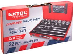 Extol Premium Vtična glava, nastavljeno 22ks, 3/4"