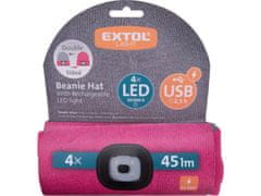 Extol Light kapa z naglavno svetilko 4x45lm, USB polnjenje, svetloba siva/roza, dvostranski, univerzalna velikost