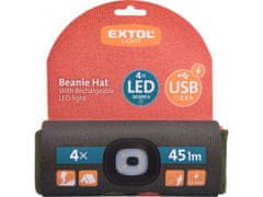 Extol Light kapa z naglavno svetilko 4x45lm, USB polnjenje, fluorescenčna oranžna/kaki zelena, dvostranski, univerzalna velikost
