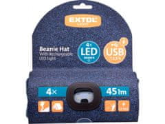 Extol Light kapa z naglavno svetilko 4x45lm, USB polnjenje, modra/črna, univerzalna velikost