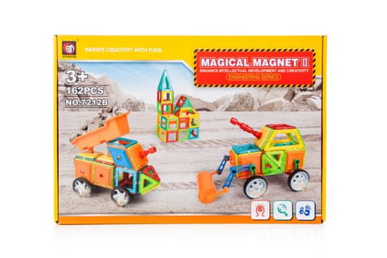 WOWO Izobraževalne magnetne kocke - MAGIC MAGNET, palice, 162 elementov
