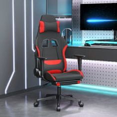 Vidaxl Gaming stol z oporo za noge črno in rdeče blago