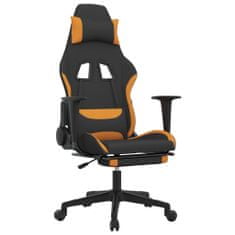 Greatstore Gaming stol z oporo za noge črno in oranžno blago