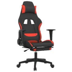 Greatstore Gaming stol z oporo za noge črno in rdeče blago