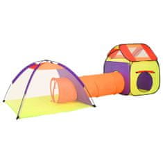 Greatstore Otroški šotor za igranje z 250 žogicami pisan 338x123x111 cm