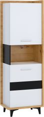 Meblocross Škatla za regal BOX-07 - obrtniški hrast / bel / črn