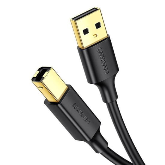 Ugreen US135 USB 2.0 A-B tiskalniški kabel, pozlačen, 1,5 m (črn)