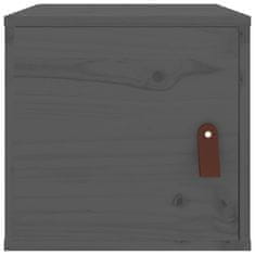 Vidaxl Stenska omarica siva 31,5x30x30 cm trdna borovina