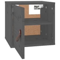 Vidaxl Stenska omarica siva 31,5x30x30 cm trdna borovina