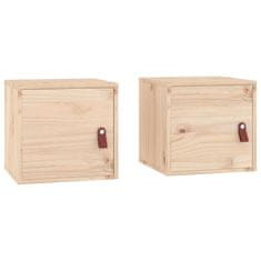 Vidaxl Stenska omarica 2 kosa 31,5x30x30 cm trdna borovina