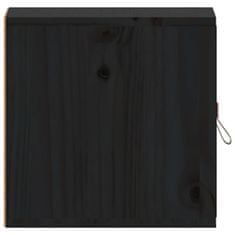 Vidaxl Stenska omarica črna 31,5x30x30 cm trdna borovina