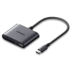 Ugreen Čitalnik kartic + USB, CM387, USB-C (črn)
