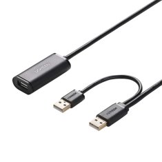 Ugreen US137 2x USB 2.0 podaljšek, aktivni, 10 m (črn)