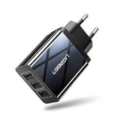Ugreen ED013 omrežni polnilnik, 3x USB, 2,4A (črn)